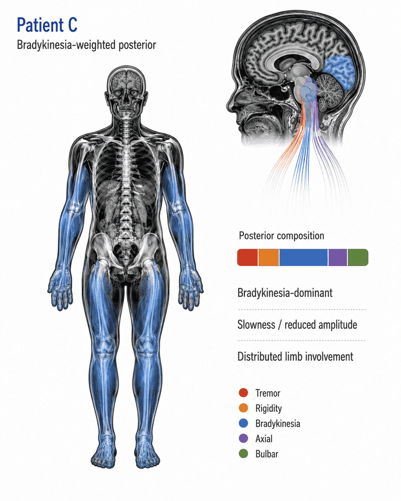 Bradykinesia-weighted posterior patient exemplar