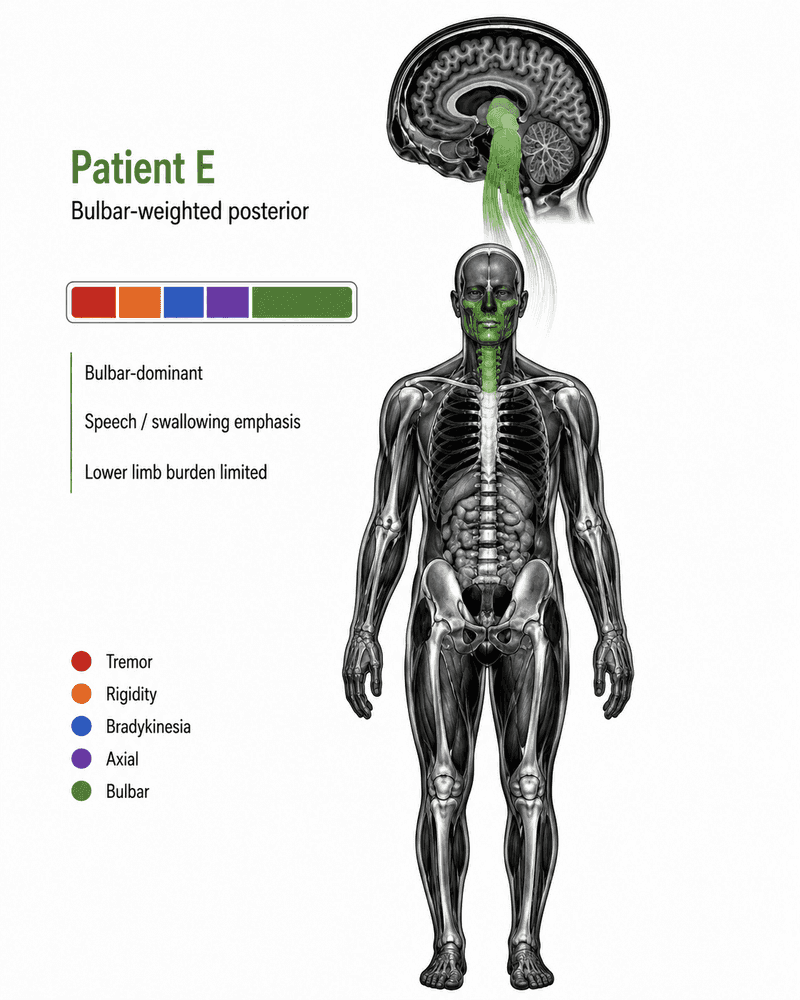Bulbar-weighted posterior patient exemplar