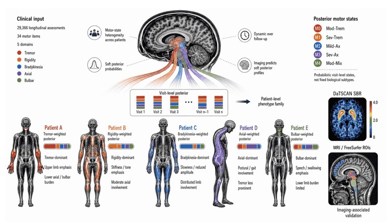 Posterior motor states connected to clinical assessments, patient-level phenotypes, DaTSCAN, and MRI validation