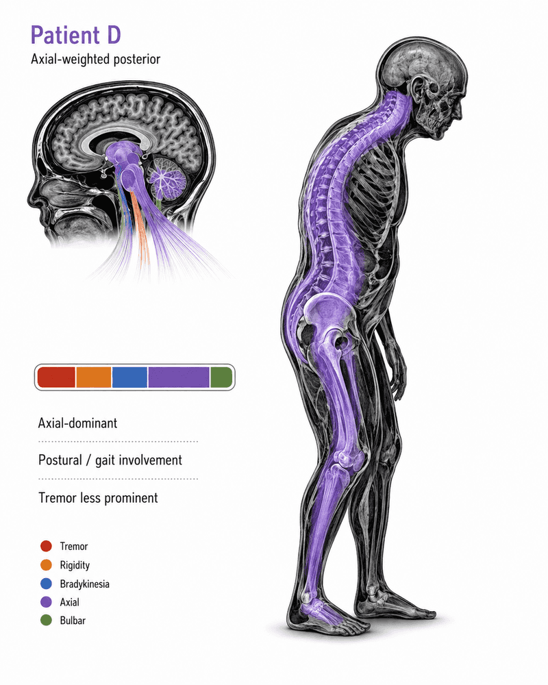 Axial-weighted posterior patient exemplar