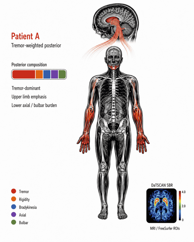 Tremor-weighted posterior patient exemplar
