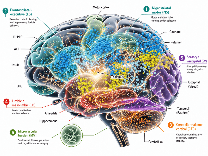 Annotated pathway-anchored Parkinson's disease circuit map